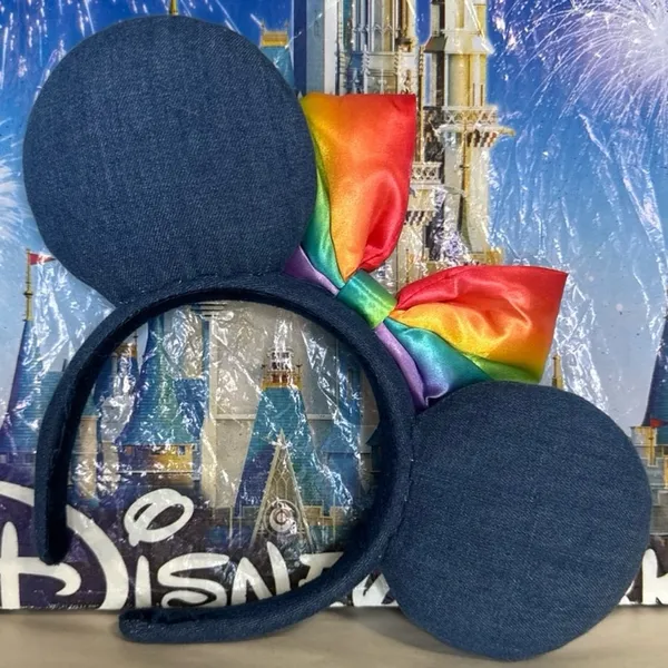 Disney parks rainbow denim pride Minnie move ears - Image 2