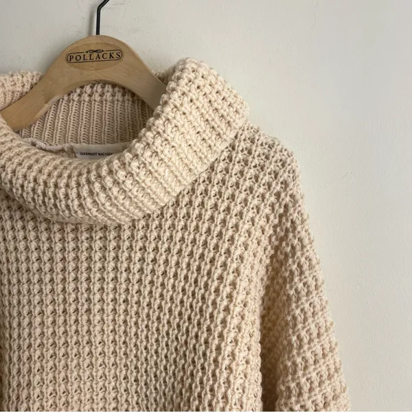 Goodnight Macaroon Retta Cognac Ribbed Waffle Knit Oversized Cropped Turtleneck - Image 5