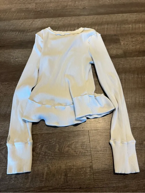 Free People Movement Ivory/Cream Ribbed Long Sleeve Rally Top - Image 6
