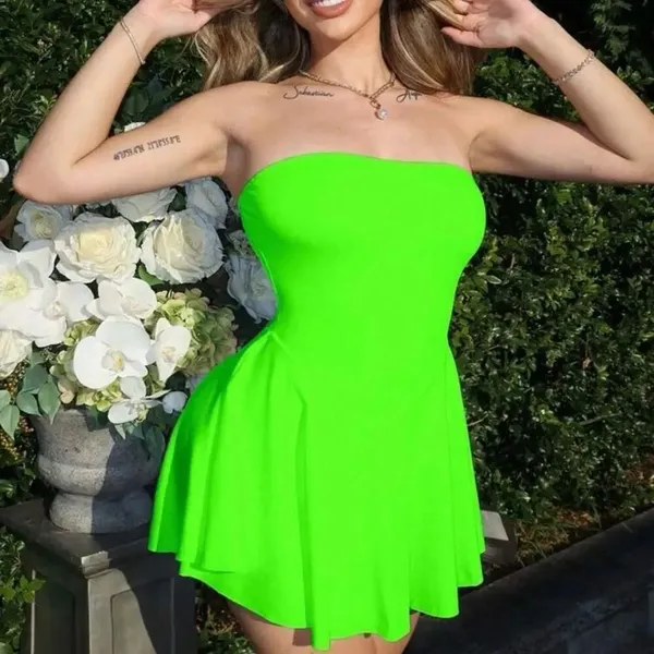 SHEIN green strapless dress with shorts size S - Image 6