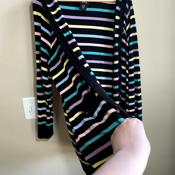 Disney‎ colorful striped cardigan hooded women's size 1X rayon blend sweater - Image 6