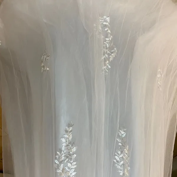 Lace Tulle Wedding Dress Women's 18W White Long Sleeve A-Line Gown Bridal EUC - Image 10
