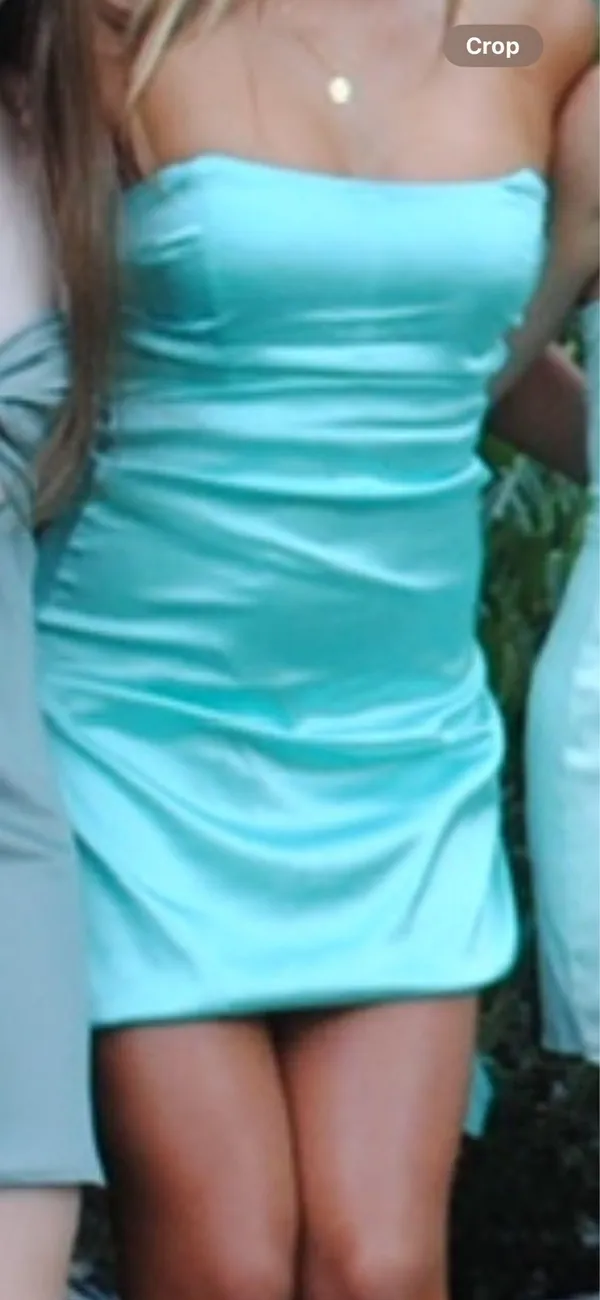 Mini Satin teal dress HOCO - Image 3