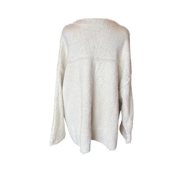 Free People Harrison Bunny Crew Neck Sweater Oversized Cream Womens Medium - Image 4