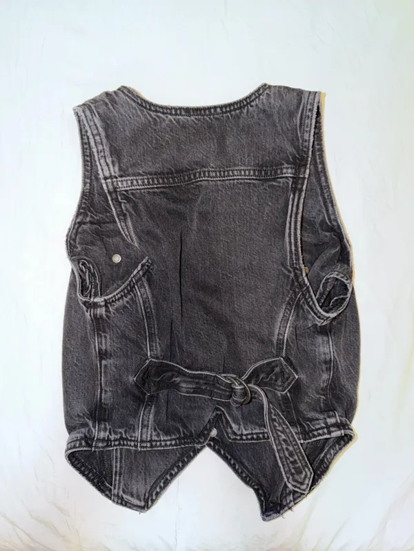 Black Washed Denim Jean Vest - Classic Casual - Image 3