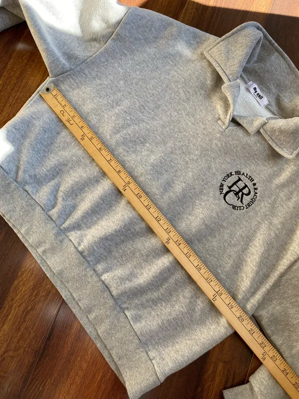 My Call New York Health and Racquet Club Crop Collared Sweatshirt Gray - Image 4