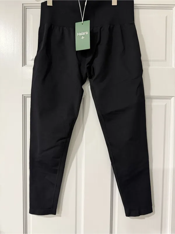 Halara OneForm Seamless High Waisted Tummy Control Lifting Leggings Black L 7/8 - Image 3