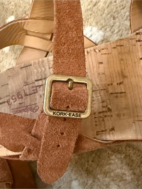 Kork-Ease K3780 Suede Cork Platform Wedge Sandals Cognac Brown Women’s 6M - Image 9