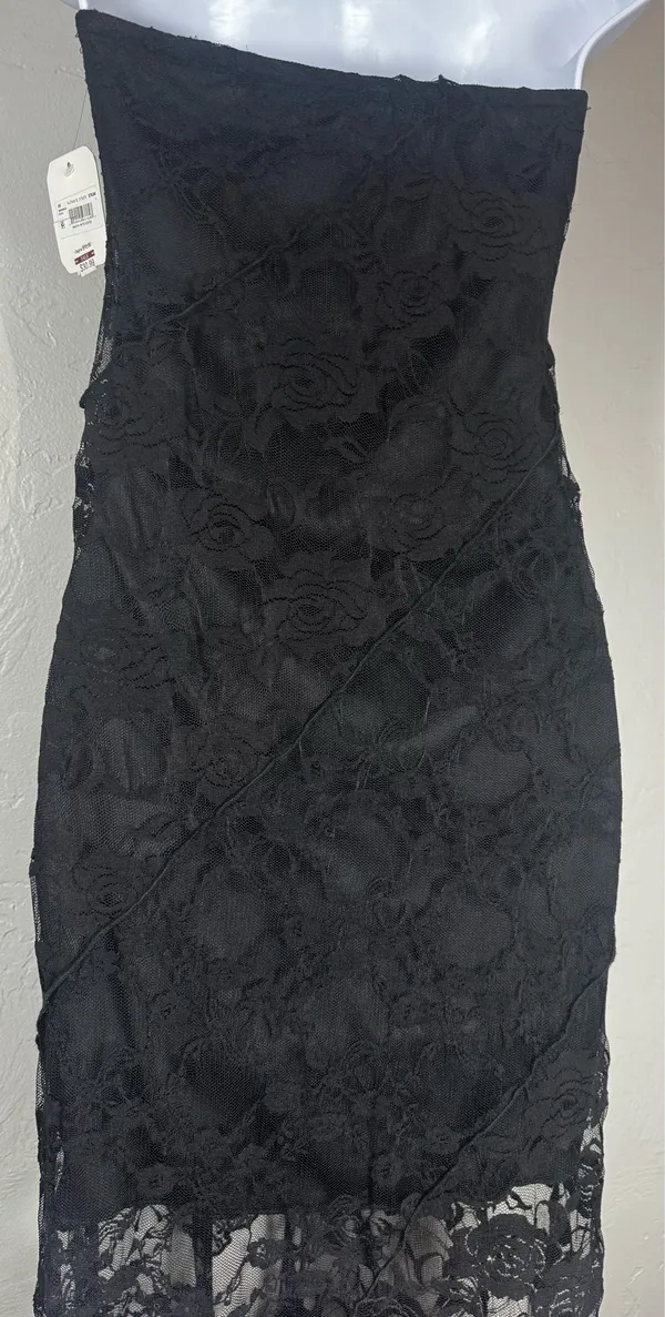 Altar'd State Strapless Black Lace Midi Dress Size Large - Image 9