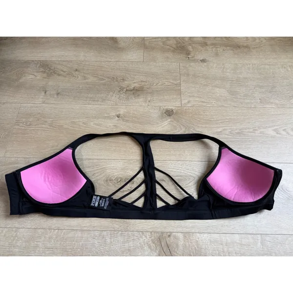 EUC Victoria Secret Pink ULTIMATE push cup zip front black sports strapy size M - Image 9