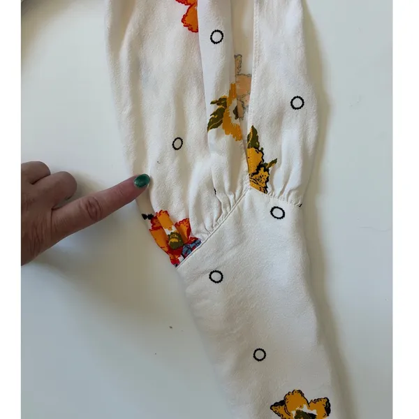 Free People Heart of Gold‎ Cream Floral Cold Shoulder Mini Dress Size 0 OB802996 - Image 9
