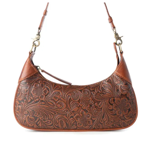 NWT Boutique Western Heritage Vine Embossed Brown Leather Mini Bag - Image 2