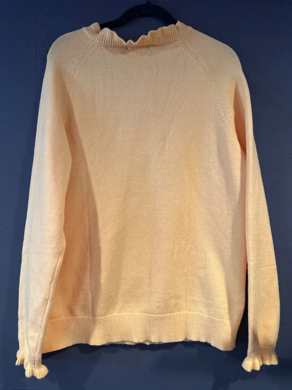 BTFBM Large Golden Yellow Ruffle Henley Sweater Cottagecore Feminine Cozy Comfy - Image 8