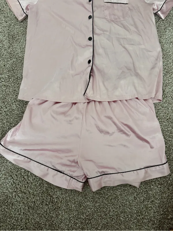 Amazon Women's Satin Short Pajama Set - Pink - Image 5
