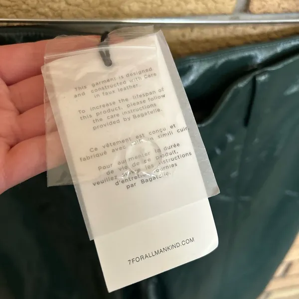 NWT 7 For All Mankind Faux Leather Shiny Flare Leg Green Pants 82580 Size M - Image 5