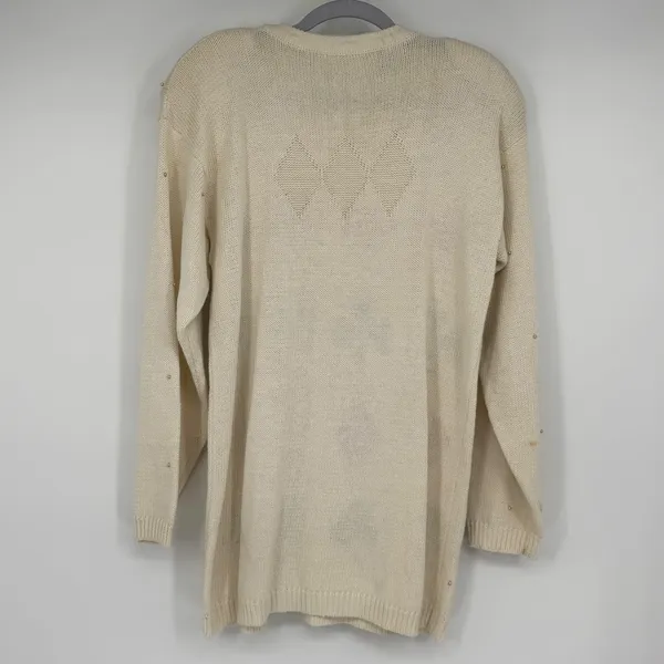 Vintage Marisa Christina Sweater Ivory Sequin Playing Card Suits Novelty - Image 2