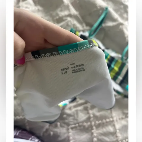 Aerie Bikini - Green and Blue Stripes - Image 3
