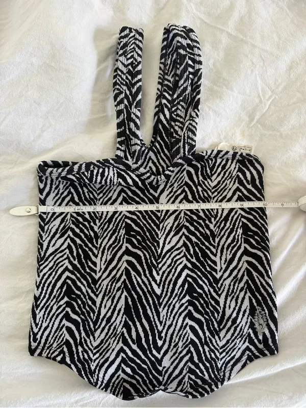 Free People Movement Flutter Kick Zebra Print Tank Top XS/S NWOT Black/White - Image 5