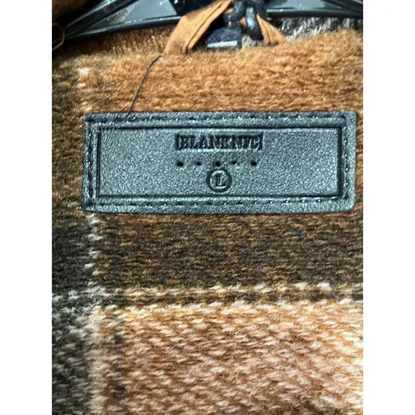 BlankNYC Evereve Wanderer Plaid Cocoon Coat Brown Oversized Shacket Large New - Image 6