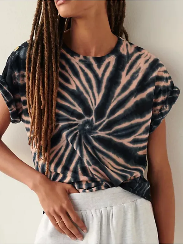 Nation LTD Tie-Dye Snap Shoulder Tee Size Medium | Blue‎ & Pink | Anthropologie - Image 2