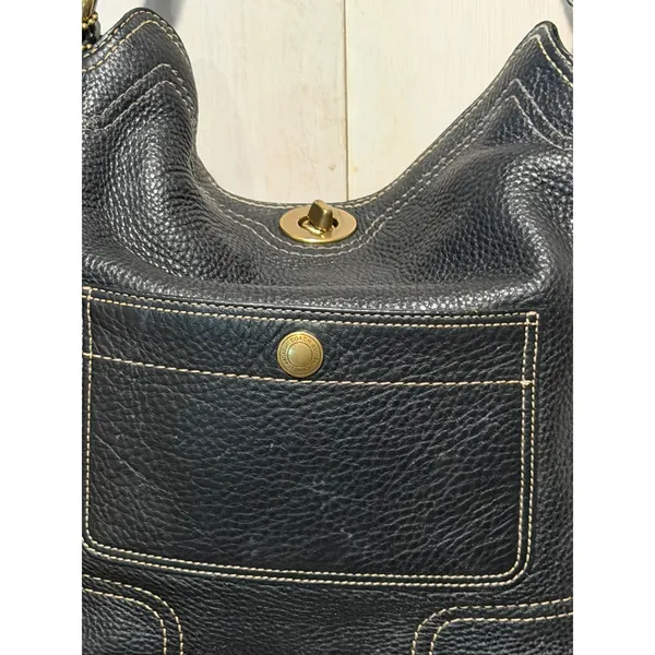Coach Chelsea Black Pebbled Leather Hobo Shoulder Bag 10948 Turnlock Vintage Y2K - Image 3