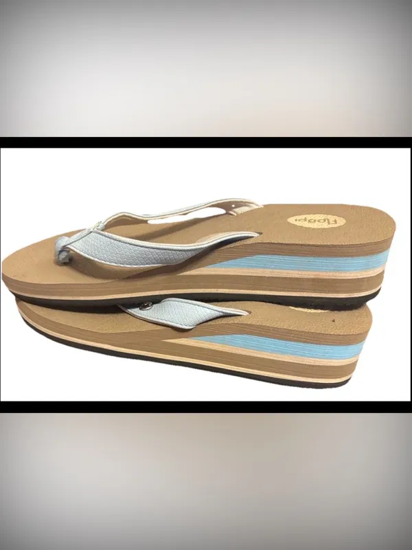 Floopi Women's Light Blue Thong Sandals Size 8 - Image 4
