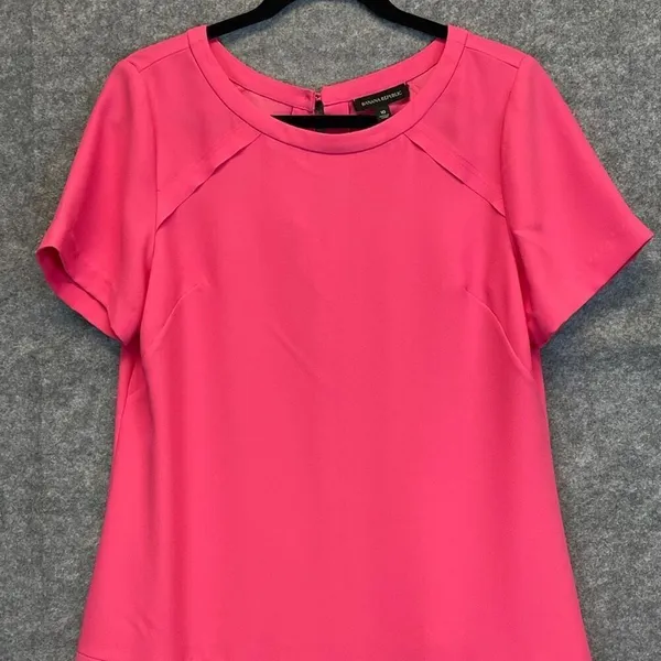 BANANA REPUBLIC‎ Dress Size 10 Pink Flounce Shift Dressy Cocktail Party Summer - Image 2