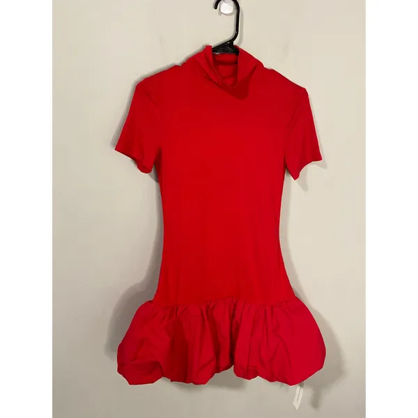 NWT Reformation Dana Knit Mini Dress Red Size Small - Image 2