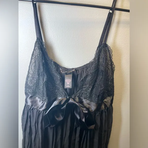 Victoria's Secret Lace‎ & Chiffon Pleated Babydoll Chemise Black Size L - Image 6