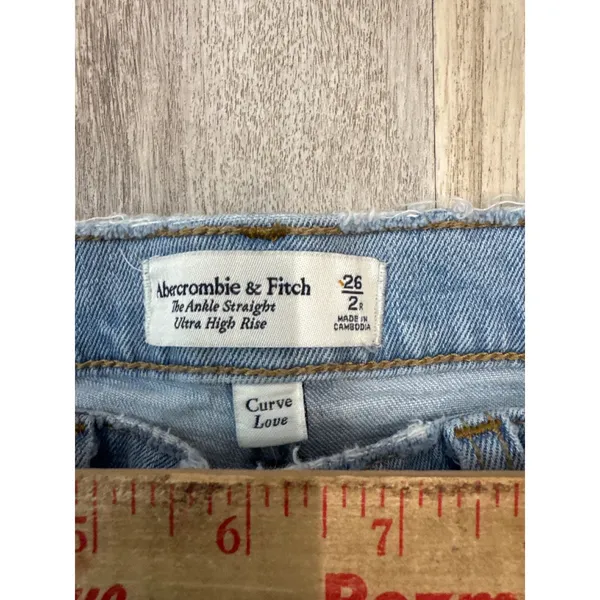 Abercrombie‎ & Fitch Curve Love Ankle Straight Ultra High Rise Jeans Blue 26 2R - Image 2