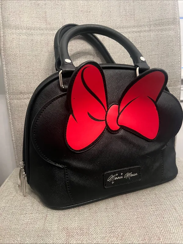 Disney Loungefly Minnie Mouse OG Dome Bowler Satchel Purse Black w/Red Bow VHTF - Image 3