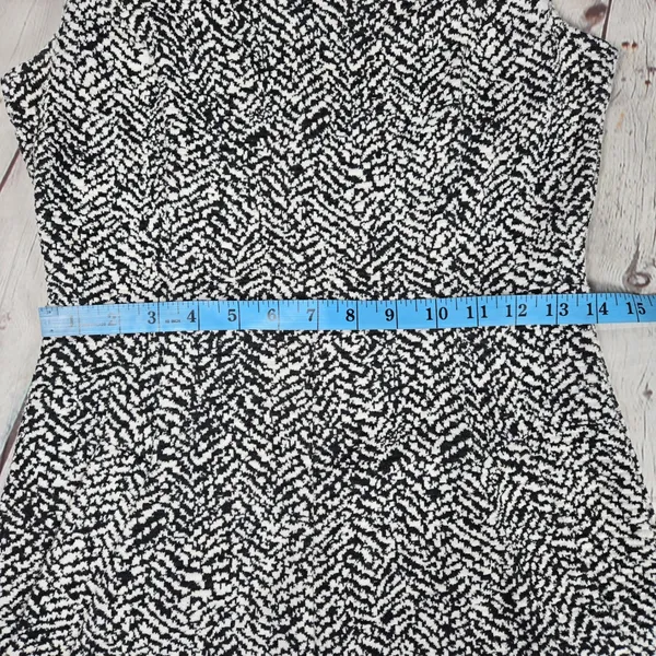 Lands End Sleeveless‎ Ponte Pencil Dress Black White Patterned Career Casual 2 - Image 8