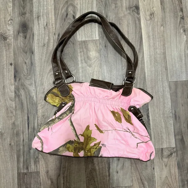 Realtree Pink Camo Western Shoulder Bag Studded Rhinestone Buckle Purse Y2K - Image 6