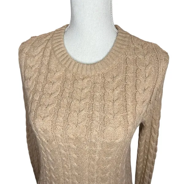 American Eagle outfitters tan Cable Knit Sweater preppy heritage academia - Image 2