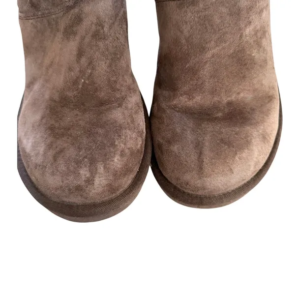 UGG Vintage Y2K Tall Knightsbridge Brown Below Knee Suede Shearling Back Zip Boots - Image 6
