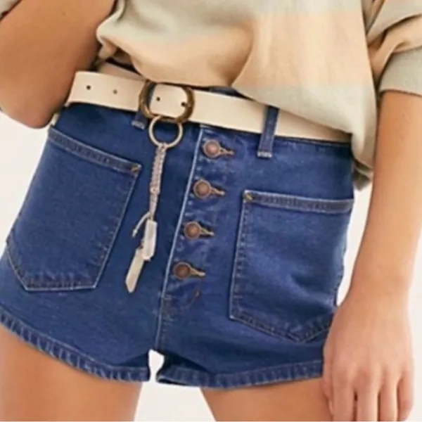 Free People We the Free Bridgette Exposed Button Fly‎ High Rise Denim Shorts 28 - Image 4