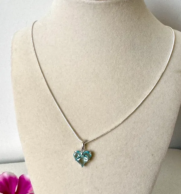 Blue Heart Shaped Necklace (736) 🩵 - Image 2