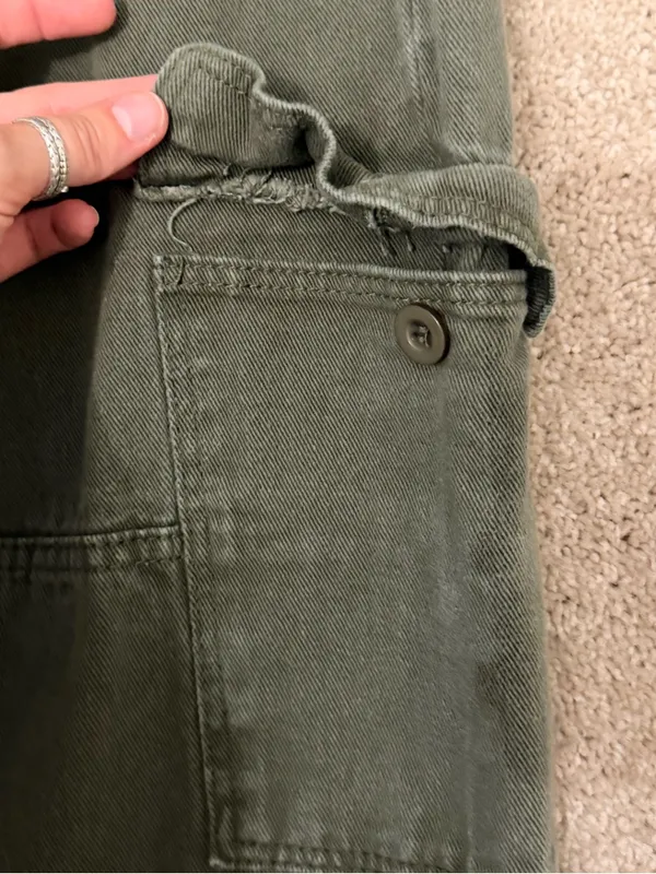 Olive Green Wide Leg Cargo Pants - Image 2