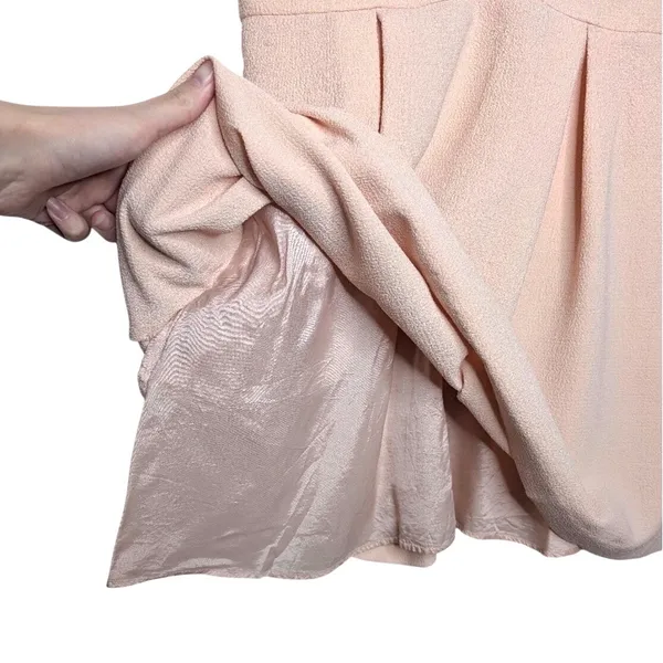 BCBG Womens Blush Pink Lace V-Neck Mini Pleated Dress‎ Romantic Shower Wedding - Image 9