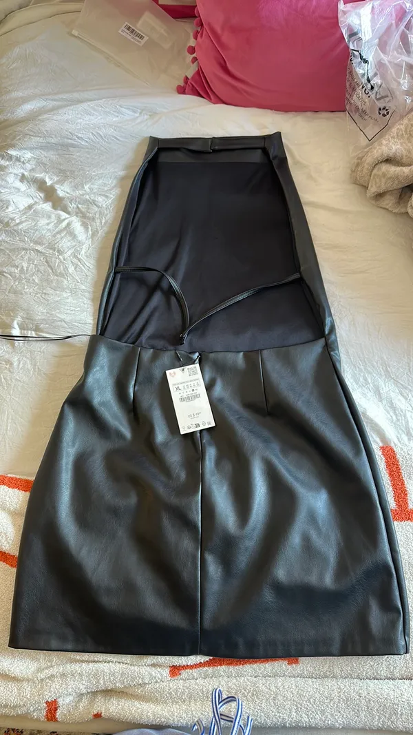 Zara black leather dress - Image 3