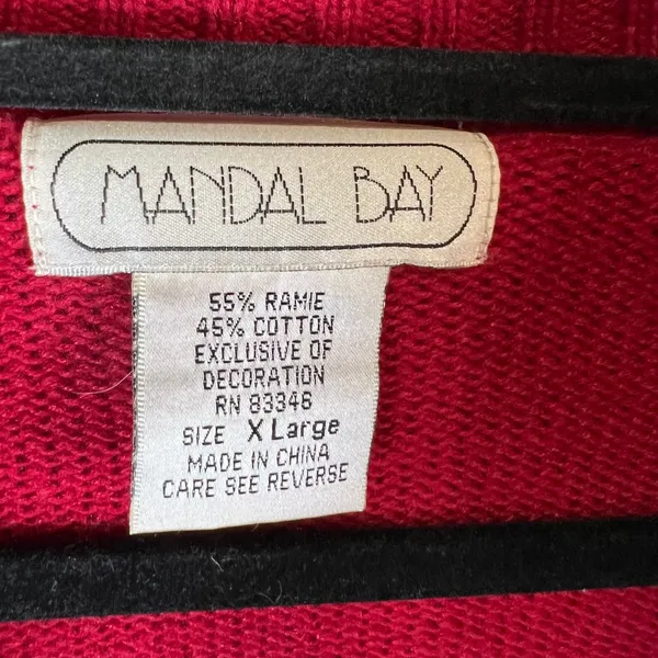 Mandal‎ Bay Red Snowman Christmas Sweater Zip Up Cardigan Beaded Snowflake XL - Image 6