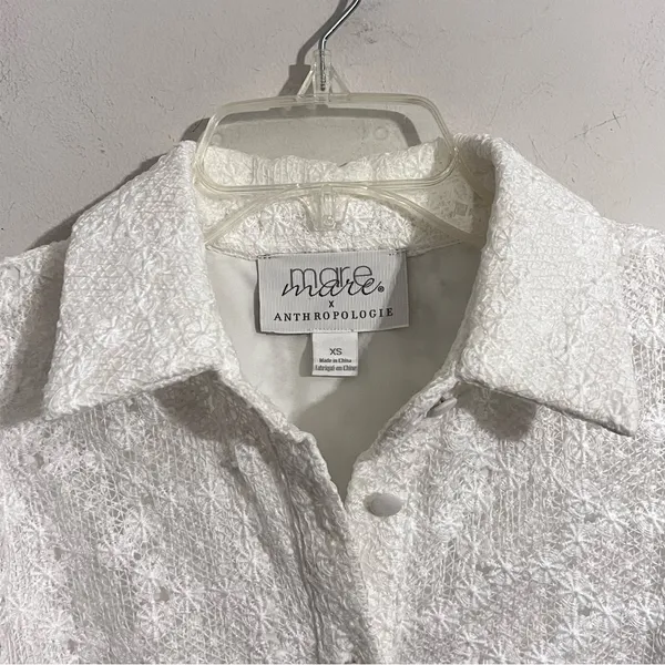 Anthropologie Mara‎ Mara White Textured Resortwear Mod Vacation Dress Sz XS 🟨 - Image 3