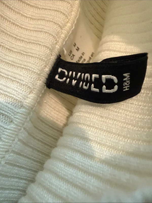 H&M Divided Cream Ribbed Mock Neck Sweater - Image 2