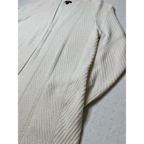 Simply Vera Vera Wang Long Cardigan Sweater White Textured Knit Women’s XL - Image 3