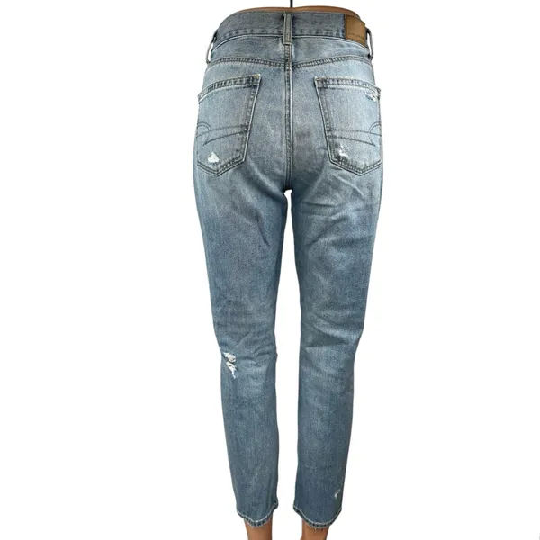 American Eagle Outfitters Blue Distressed Skinny High Waist Denim Jeans Pants 0 - Image 3
