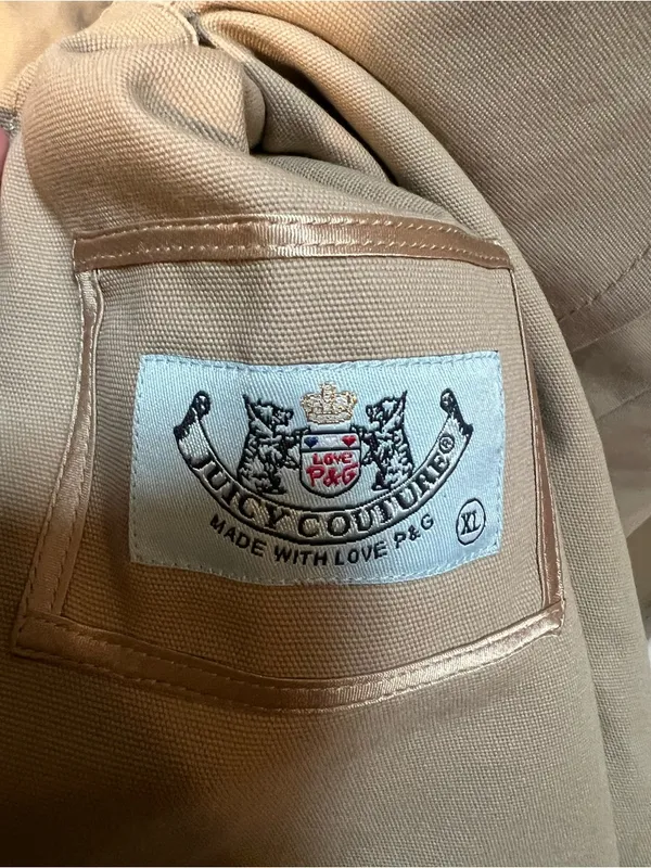 Juicy Couture Women's Size XL Double Breasted Trench Coat Beige Raincoat Lined - Image 9