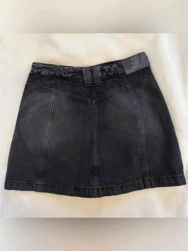 Free People - Faded Black Midnight Sun Mid Rise Denim Mini Skirt/Skort Size 25 - Image 6