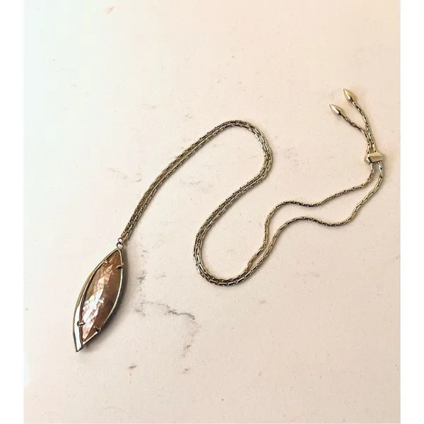 Kendra Scott Milla Mother of Pearl Gold Thick Slide Necklace‎ - Image 3