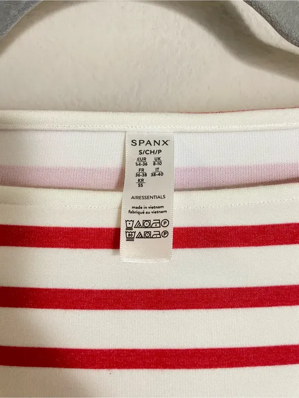 SPANX AirEssentials Red Stripes Boat Neck Long Sleeve Top Size Small - Image 3