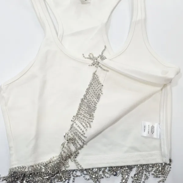 Superdown Madison Rhinestone Tank in White XS - Image 7